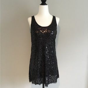 Cassis Collection Black Sequin Mini Dress, Size S